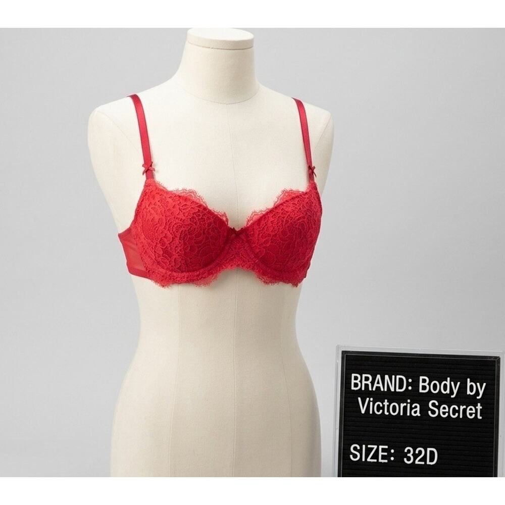 Body by Victoria Secret Dream Angel Push Up Bra Without Padding Red 32D - Picture 1 of 13